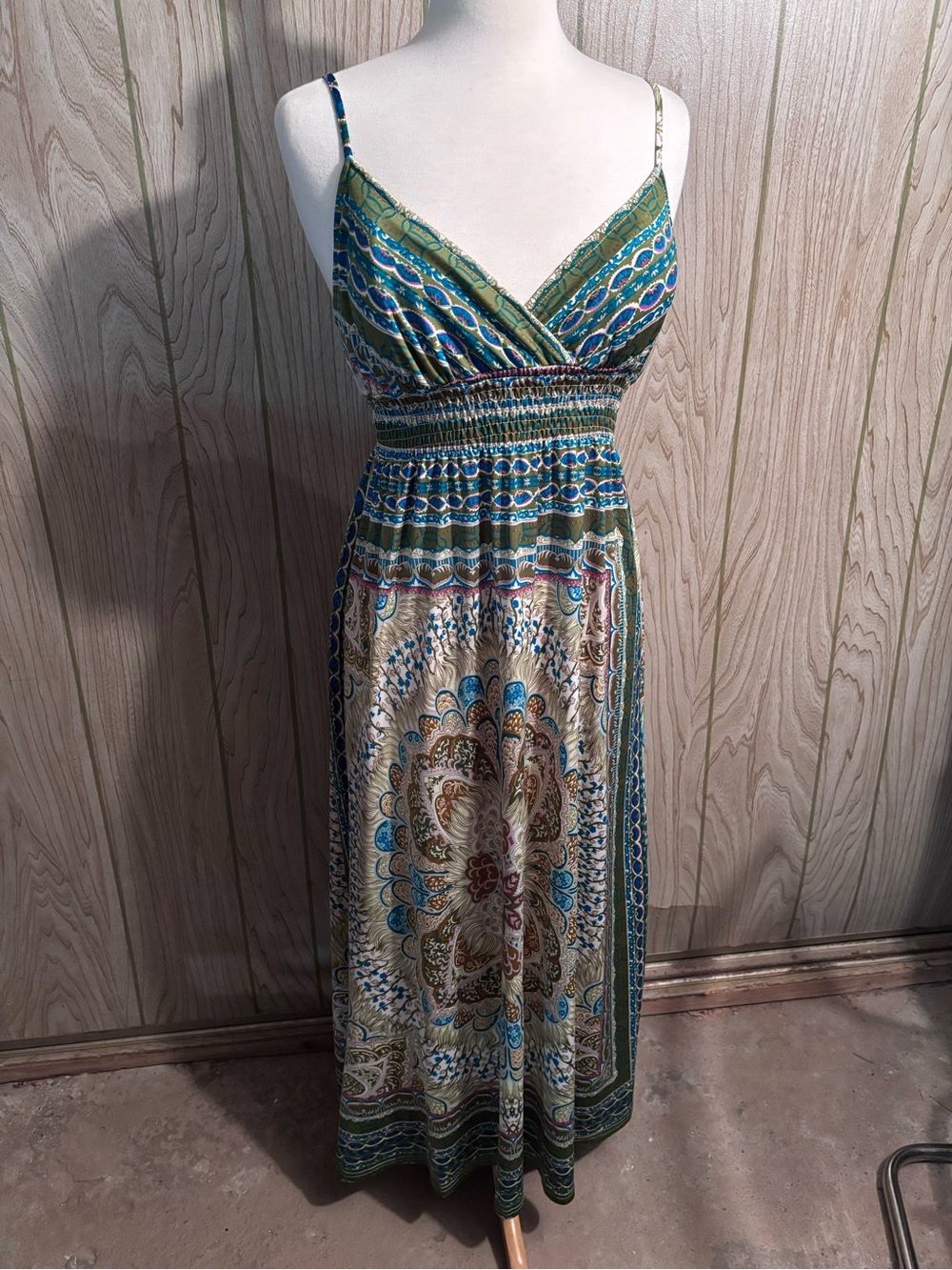 She's Cool Green and Blue Paisley Print Maxi Dress